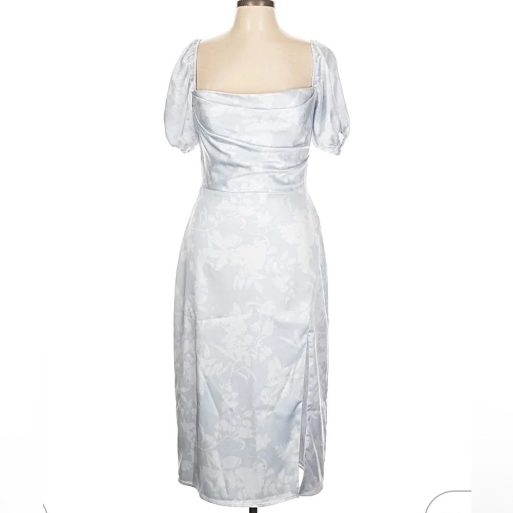 Jenny Yoo Light Blue Floral Midi Dress Whisper Corsage